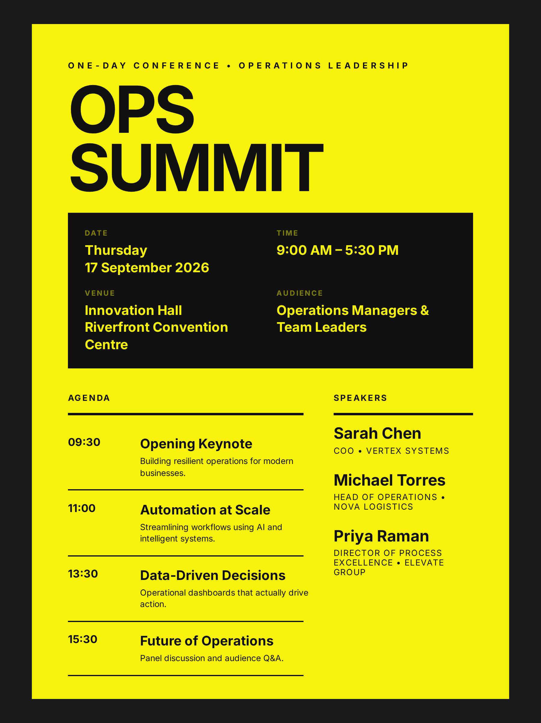 Ops Summit 2026 flyer